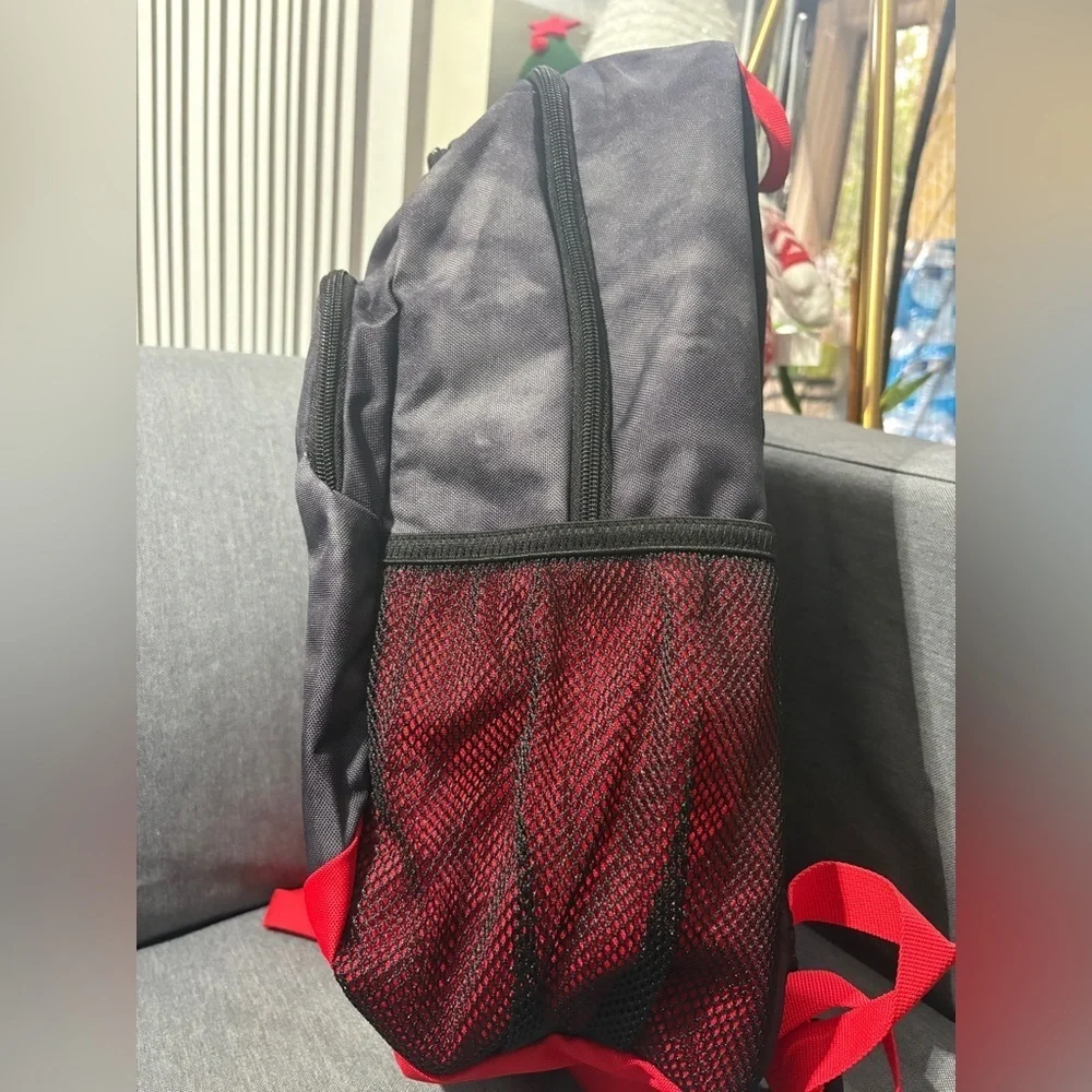 Adidas Men's Black and Red Striped Backpack
